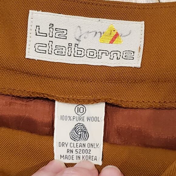 ❤️Vintage Liz Claiborne Skirt 10 Midi Wool A Line Pleats Side Button Pockets - Picture 4 of 9